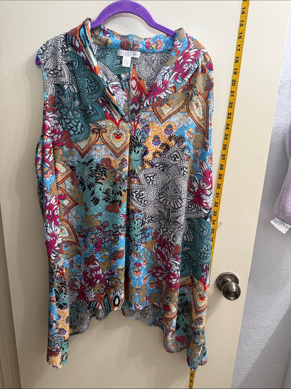 Spense Sleeveless Tunic - Teal, Pink, Gold, Black